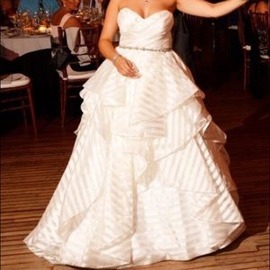 Hayley Paige Ivory Striped Organza Wedding Dress